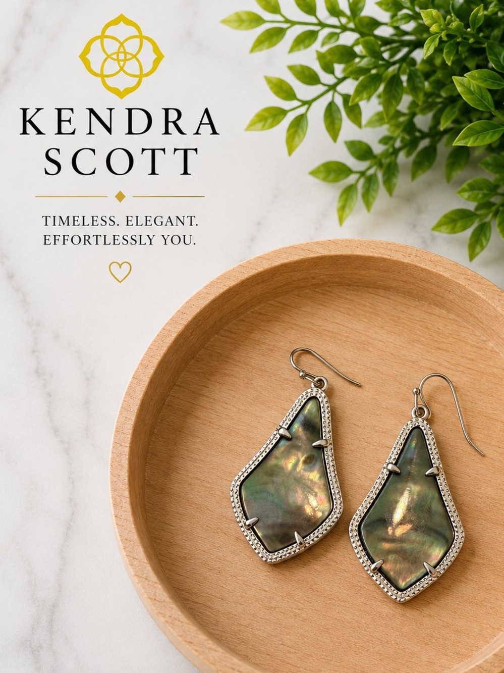 ✨ Kendra Scott Iridescent Shell Silver Tone Statement Drop Earrings
